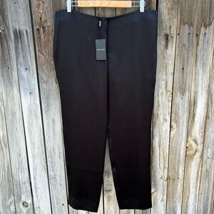NWT Giorgio Armani Satin Straight Leg Ankle Trousers Pant Silk Black 46